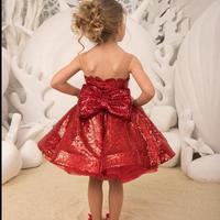 Sparkle Sequins Little Girls Pageant Dresses Removable Tulle Train Ballgown Hi Lo Kids Christmas Birthday Party Gowns Flower Girl Dress - Thumbnail 1