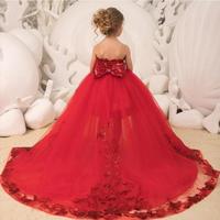 Sparkle Sequins Little Girls Pageant Dresses Removable Tulle Train Ballgown Hi Lo Kids Christmas Birthday Party Gowns Flower Girl Dress - Thumbnail 2
