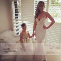 Flower Girls Dresses Appliques Lace Long Sleeve Party Birthday Tutu Christmas Gown Train Toddler Pageant Dress Gowns Custom - Thumbnail 1