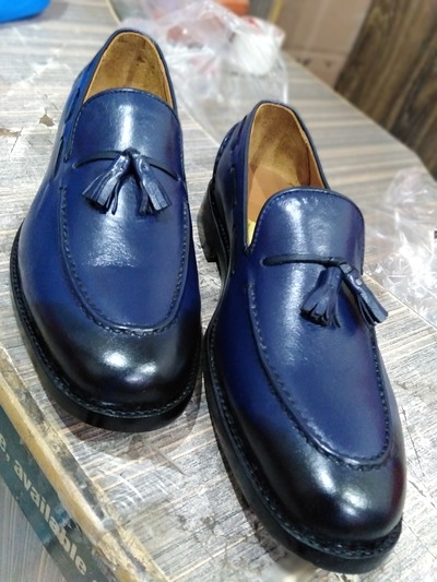 Best Wear Men's Hand Stitch Blue Tassels Loafer Leather Formal Wear Shoes