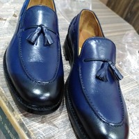 Best Wear Men's Hand Stitch Blue Tassels Loafer Leather Formal Wear Shoes - Thumbnail 1