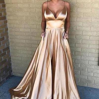 Sexy a line v-neck stain prom evening dresses - Thumbnail 2