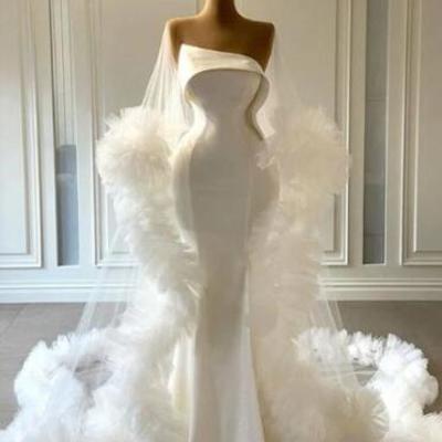 Mermaid ruffle long prom dresses, evening dresses