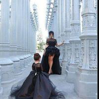 Long Sleeves Little Girls Pageant Dresses Black High Low Jewel Flower Girl Dresses For Teens Formal Holy Communion Dresses - Thumbnail 2