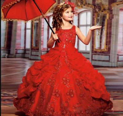 Girl's Pageant Dresses cute toddler Sparkle Beauty with Beads Ball gown Satin Lace Little Kid Child dress Flower girls Dresses