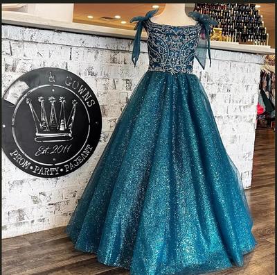 Hunter Pageant Dress for Little Girls Bows Sparkle Sequin Little Kid Birthday Holiday Fun-Fashion Runway Formal Party Gown Toddler