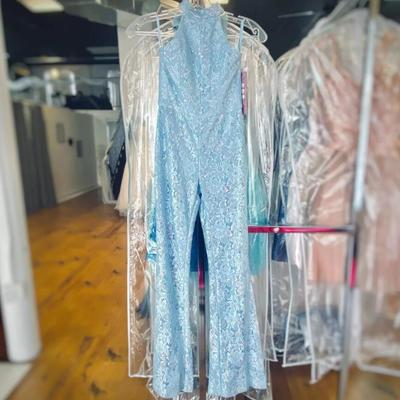 Lace girl pageant dress runway jumpsuit romper flared pants bow little kid birthday halter neck formal party gown toddler teens - Thumbnail 3