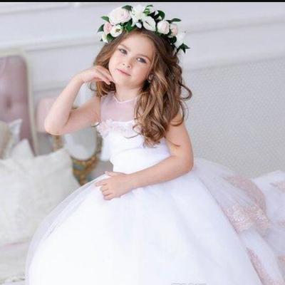 Flower girl dresses blush junior girls pageant dress lace baby girl tulle wedding dress tutu kids girls pageant gowns - Thumbnail 4