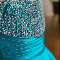 Jade Little Girl Pageant Dress  Crystals Pearls Satin A-Line Children Kids Birthday Formal Party Wear Gowns Infant Toddler Teens Preteens - Thumbnail 1