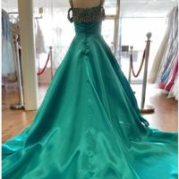 Jade Little Girl Pageant Dress  Crystals Pearls Satin A-Line Children Kids Birthday Formal Party Wear Gowns Infant Toddler Teens Preteens - Thumbnail 2
