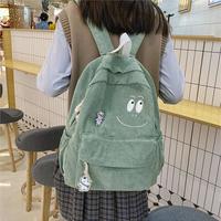 Cute face corduroy school backpack - Thumbnail 3