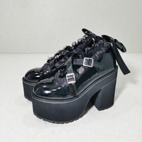 Lace Rhinestone Bowknot Detachable Heeled Shoes - Thumbnail 1