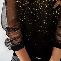 V-Neck Casual Loose Print Long-Sleeved T-Shirt - Thumbnail 1