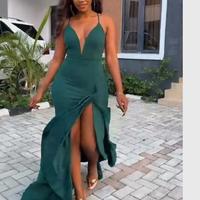 Simple Dark Green Prom Dress Evening Dress - Thumbnail 2