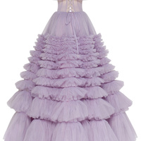  Lavender Tiered Prom Dresses Sweetheart Off the Shoulder Ruffled Long Evening Dress Lace-up Wedding Party Gown - Thumbnail 3