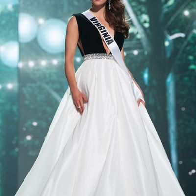 White and black a line simple miss usa prom dress evening dress