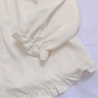 Spring Summer Vintage Day Girl Twins Bow Embroidery Lace Cotton Doll Collar Beige Shirt Blouse - Thumbnail 8