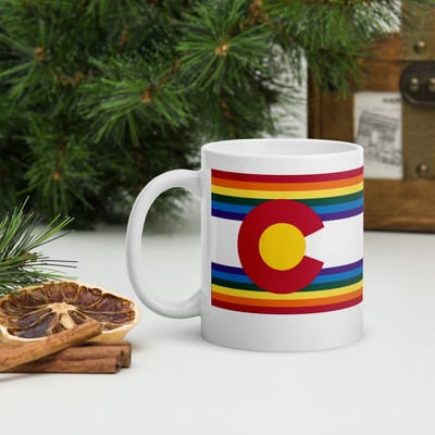Colorado rainbow flag white glossy mug - Thumbnail 3
