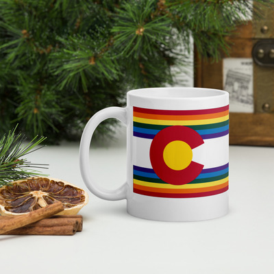 Colorado Rainbow Flag white glossy mug