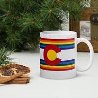 Colorado Rainbow Flag white glossy mug - Thumbnail 1