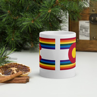 Colorado Rainbow Flag white glossy mug - Thumbnail 2