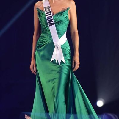 Green mermaid with detachable train miss usa prom dress evening dress