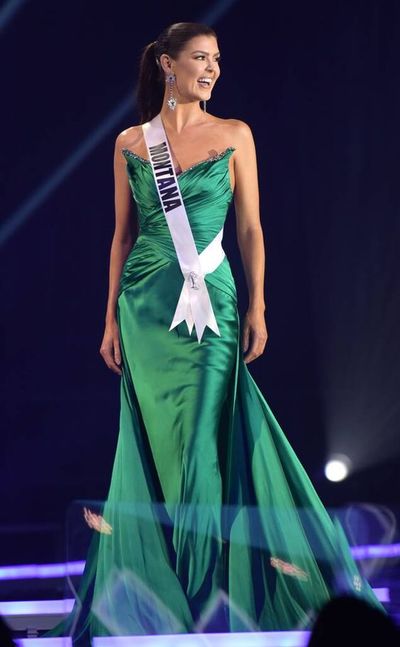 Green Mermaid with Detachable Train Miss USA Prom Dress Evening Dress