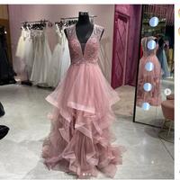 Tiered Ball Gown Tulle Beading Crystals Prom Dress Evening Dress - Thumbnail 1