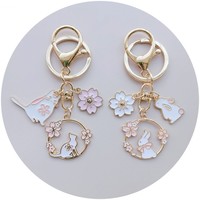 Free shipping New Cute Rabbit Cat Metal Keychain Small Cat Bow Tie Rabbit Ornament Bag Pendant - Thumbnail 5