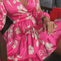 V-Neck Fashion Sexy Printed Elegant Dress - Thumbnail 2