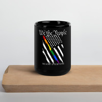 We the People B&W Flag Black Glossy Mug - Thumbnail 2