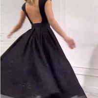 Simple Black Sequins Lace Prom Dress Evening Dress - Thumbnail 1
