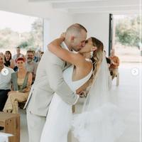 Simple High Neck Mermaid Beach Wedding Dress Bridal Gown - Thumbnail 4