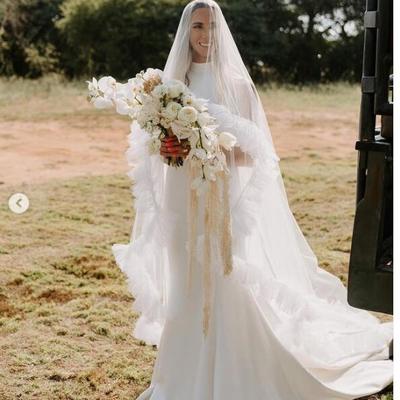 Simple high neck mermaid beach wedding dress bridal gown - Thumbnail 4