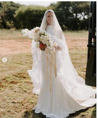 Simple High Neck Mermaid Beach Wedding Dress Bridal Gown