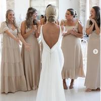 Simple V Neck Mermaid Backless Beach Wedding Dress Bridal Gown - Thumbnail 3