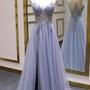 Ombre Spaghetti Straps A-Line Beading Long Prom Dress Vintage Party Dress, DP4844 main image 0