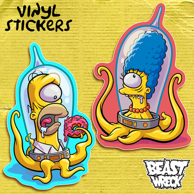 The simpsaliens vinyl stickers
