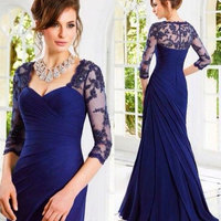 Royal Blue Mother of the Bride Dresses with Sleeves，1490 - Thumbnail 1