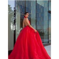 Sexy Open Back Prom Dress Puffy Halter Neck Long Formal Pageant Holidays Wear Graduation Evening Party Gown Custom Made Plus Size,1496 - Thumbnail 1