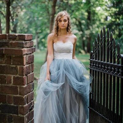 White and blue wedding dresses, colored bridal gowns,1497 - Thumbnail 1