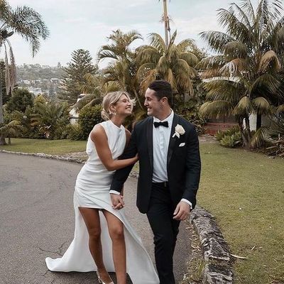 Chic sheath high neck white wedding dresses with side slit,1501 - Thumbnail 2