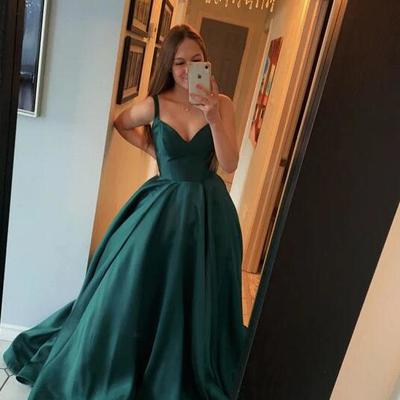 Mermaid a line green v neck prom evening dresses - Thumbnail 4
