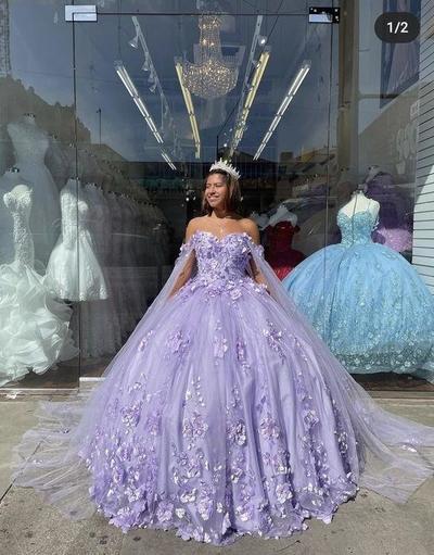 Off Shoulder Ball Gown Lace Applique Quinceanera Dresses Sweet 16 Dress 