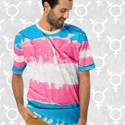 Transgender flag all over print t-shirt - Thumbnail 1