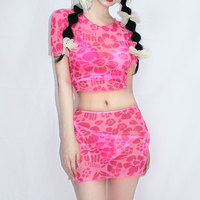 Flower Print Four-piece Swimsuit Bikini - Thumbnail 2