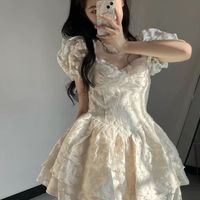 New style princess dress puff sleeve artistic dress - Thumbnail 3