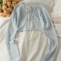 Thin Cardigan Bow Lace Up Long Sleeve Cardigan - Thumbnail 5