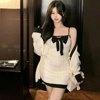 2 Piece White Knit Bow Dress + Sweater  - Thumbnail 3