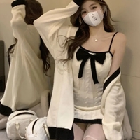 2 Piece White Knit Bow Dress + Sweater  - Thumbnail 5